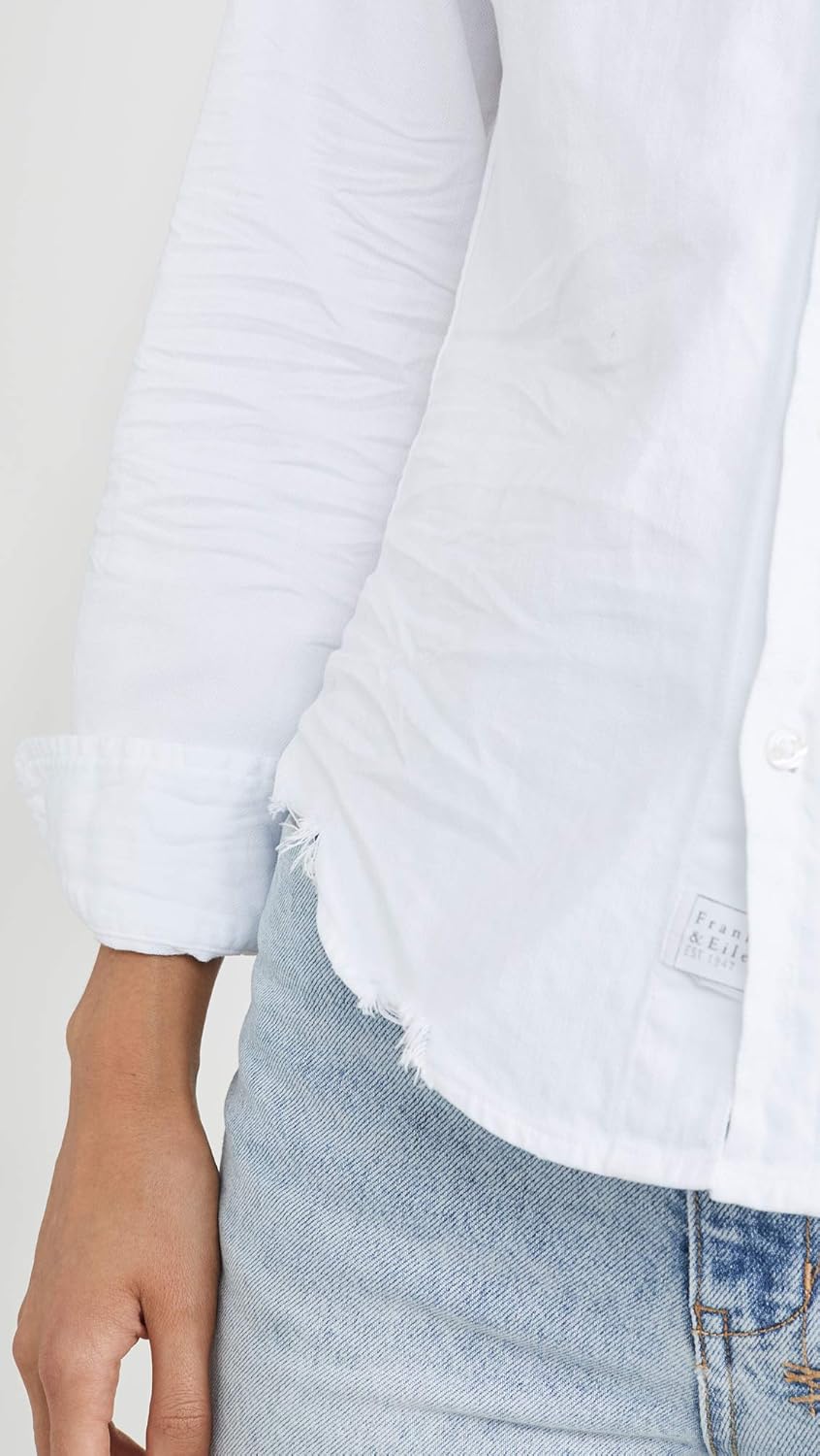 Frank & Eileen Women's Barry Denim Button Down Shirt, White